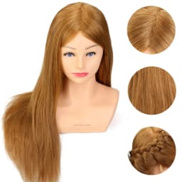24" 100% Real Human Hair Mannequin Head And Shoulder Hairdresser Training Manikin Real Hair head for hairstyles Styling Wig head