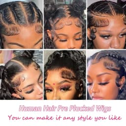 Natural Black Deep Wave Human Hair 13x6 HD Transparent Lace Front Wig 7x6 Brazilian Remy Human Hair Pre Plucked Baby Hair Glueless Wear And Go 200% Density Soft Bouncy Minimal Shed No Tangle Beginner Friendly For Women 40 46 Inch