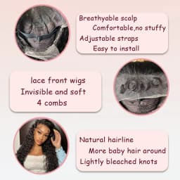 Natural Black Deep Wave Human Hair 13x6 HD Transparent Lace Front Wig 7x6 Brazilian Remy Human Hair Pre Plucked Baby Hair Glueless Wear And Go 200% Density Soft Bouncy Minimal Shed No Tangle Beginner Friendly For Women 40 46 Inch
