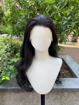 Natural Black 13×4 Synthetic Lace Wigs for Cosplay Women Long Wave Curly Wig for Men Pre Plucked 150% Density Daily Use Natural