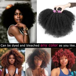 YVONNE Afro Kinky Curly Virgin Hair 3 Bundles Brazilian Hair Weave Bundles 100% Human Hair Natural Color