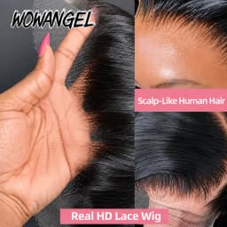 WOWANGEL Pre Cut Lace 5x5 HD Glueless Wig Straight Human Hair Wig Pre Plucked Natural Hairline Beginner Friendly Ready to Wear