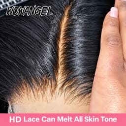 WOWANGEL Pre Cut Lace 5x5 HD Glueless Wig Straight Human Hair Wig Pre Plucked Natural Hairline Beginner Friendly Ready to Wear