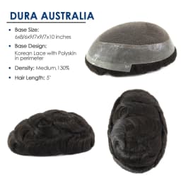 Stock 5 Inch Dura Australia Man Toupee Indian Human Hair Lace And Pu Base Hair System For Men Hair Prosthesis Free Shipping