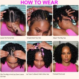 UNice Hair InvisiBlend Yaki Straight V Part Wigs With Drawstring 100% Human Hair Clip-in Glueless Half Wigs for Beginner