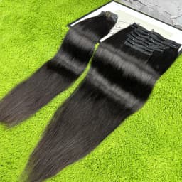 Straight Clip Ins Extensions 100% Human Hair 200 Grams/7Pcs/Bundle #1B Natural Black Color 18-24 Inch Full PU Weft Clips Hair