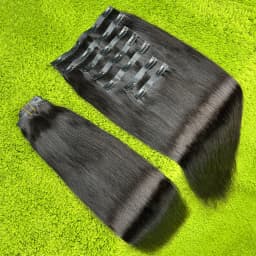 Straight Clip Ins Extensions 100% Human Hair 200 Grams/7Pcs/Bundle #1B Natural Black Color 18-24 Inch Full PU Weft Clips Hair