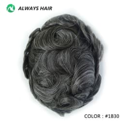 6 Inches Indian Hair Prosthesis Man Human Hair Natural 12-14 Polyskin Gray Human Capillary Prosthesis for Men