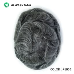 6 Inches Indian Hair Prosthesis Man Human Hair Natural 12-14 Polyskin Gray Human Capillary Prosthesis for Men