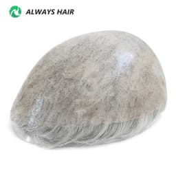 6 Inches Indian Hair Prosthesis Man Human Hair Natural 12-14 Polyskin Gray Human Capillary Prosthesis for Men
