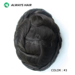 6 Inches Indian Hair Prosthesis Man Human Hair Natural 12-14 Polyskin Gray Human Capillary Prosthesis for Men