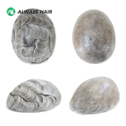 6 Inches Indian Hair Prosthesis Man Human Hair Natural 12-14 Polyskin Gray Human Capillary Prosthesis for Men