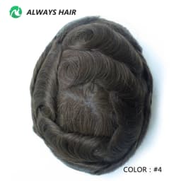 6 Inches Indian Hair Prosthesis Man Human Hair Natural 12-14 Polyskin Gray Human Capillary Prosthesis for Men