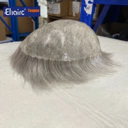 Male Hair Prosthesis 0.12-0.14mm Injection Skin Toupee Man Wigs For Men Wig Men's Gray Hair White Hair Men's Wigs Can Be Dyed