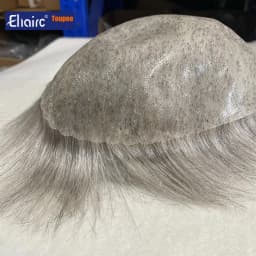 Male Hair Prosthesis 0.12-0.14mm Injection Skin Toupee Man Wigs For Men Wig Men's Gray Hair White Hair Men's Wigs Can Be Dyed