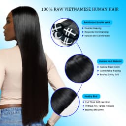 2 3 4 Pcs Vietnamese Bone Straight Bundles Human Hair 28 30 Inch Real Remy Weave Silky Raw Hair Natural Black 100% Unprocessed Premium Double Weft Thick Full Ends Human Hair Bundles Extensions For Women