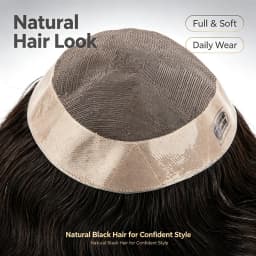 Men Hair Toupee Fine Mono Men's Wig Durable Capillary Prosthesis 6inch Handmade Mens Wigs Human Hair Tupee System 130% Density