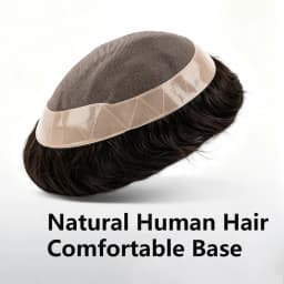 Men Hair Toupee Fine Mono Men's Wig Durable Capillary Prosthesis 6inch Handmade Mens Wigs Human Hair Tupee System 130% Density