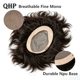 Men Hair Toupee Fine Mono Men's Wig Durable Capillary Prosthesis 6inch Handmade Mens Wigs Human Hair Tupee System 130% Density