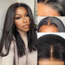 6x4 Glueless Raw Hair Vietnamese 210 Density Human Hair Lace Frontal Wigs Bone Straight Natural Black 13x4 Bob Wig Lace Front