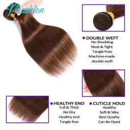 Phashion #4 Chocolate Brown Straight Bundles Weave With 2x6 Lace Closure Human Hair Colored 100% Remy Brazilian Hair Extensions