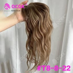 17 Inch Hair Toppers 100% Real Human Hair Clip In Body Wave Breathable Mesh Base Extensions for Thinning Hair Add Vo