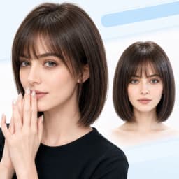 10inch Dark Brown Pu Wig Silk Base Short Yaki Bob Human Hair Wig for Women Italian Yaki 5X5 Silk Base Wigs Human Hair 180density