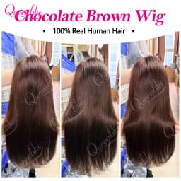 Queenlike Chocolate Brown 4# Color Straight Human Hair Wig 13x4 HD Transparent Lace Front Wig Pre Plucked Natural Hairline Remy Human Hair Wig For Black Women