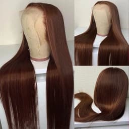 Queenlike Chocolate Brown 4# Color Straight Human Hair Wig 13x4 HD Transparent Lace Front Wig Pre Plucked Natural Hairline Remy Human Hair Wig For Black Women