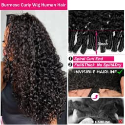 3 in 1 Half Wig Deep Wave Burmese Curly Drawstring Flip over Glueless Raw Human Hair Ready to Wear