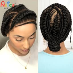 Full Lace Cornrow Braided Wigs Synthetic Handmade Bantu Braided Lace Wigs Natural Box Braids Wigs with Baby Hair for Black Women