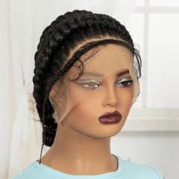 Full Lace Cornrow Braided Wigs Synthetic Handmade Bantu Braided Lace Wigs Natural Box Braids Wigs with Baby Hair for Black Women