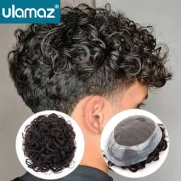 Lace Pu Toupee Hair Men Curly Wigs Human Hair Men's Lace Australia Male Hair Prosthesis Natural Man Wig Hair System Wig For Men