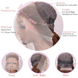 13x4 13x6 HD Chocolate Brown Bone Straight Lace Front Wig 38Inch Lace Frontal Wig Human Hair PrePlucked #4 Color Human Hair Wigs