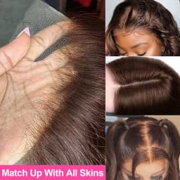 13x4 13x6 HD Chocolate Brown Bone Straight Lace Front Wig 38Inch Lace Frontal Wig Human Hair PrePlucked #4 Color Human Hair Wigs