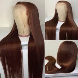 13x4 13x6 HD Chocolate Brown Bone Straight Lace Front Wig 38Inch Lace Frontal Wig Human Hair PrePlucked #4 Color Human Hair Wigs
