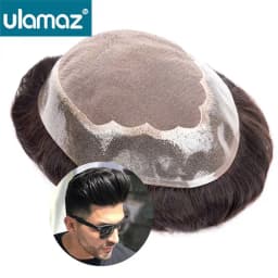 Durable Mono Toupee Wigs For Men Pu Around Men's Capillary Prosthesis Breahable Hair System Replacement Man Wig Human Hair Piece