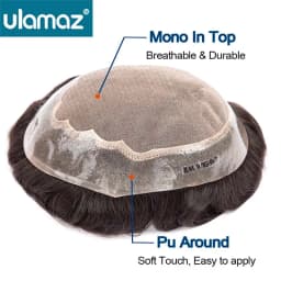 Durable Mono Toupee Wigs For Men Pu Around Men's Capillary Prosthesis Breahable Hair System Replacement Man Wig Human Hair Piece