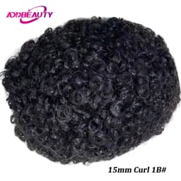 Men Toupee Fine Mono NPU Human Natural Hairpiece Straight Wave Human Hair Wigs 25mm Curl Men Capillary Prosthesis Natural Color