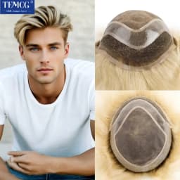 Male Hair Prosthesis Mono Lace PU Base Toupee Men Wig Human Hair Durable Replacement For Men System Unit Mens Wigs Hair Piece