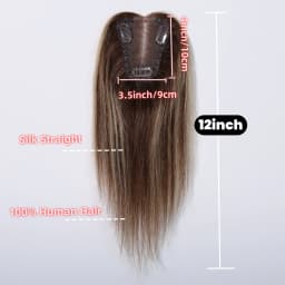 Brown Mixed Blonde Human Hair Toppers Middle Part 100% Remy Human Hair Straight Lace Base Clip in Hairpieces for Women Loss Hair