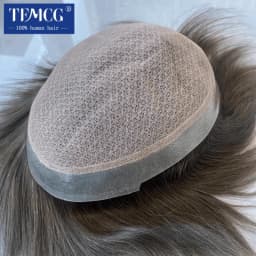 Clearance Australia-Double Layers Men Wig Natural Human Hair Toupee Male Hair Prosthesis Lace PU Base Breathable System Man Wig
