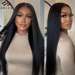 UNICE Hair Yaki Straight Human Hair Bundles With Closure Deal 2/3/4 PCS Bundles Hair And 1PC Free Part 4x4 Inch Lace Closure