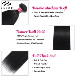 UNICE Hair Yaki Straight Human Hair Bundles With Closure Deal 2/3/4 PCS Bundles Hair And 1PC Free Part 4x4 Inch Lace Closure