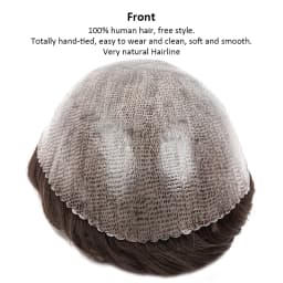 15mm Curly Human Hair Wigs for Men Thin Skin Male Toupee Human Hair Full PU 0.14cm Man's Wigs Capillary With Knots Natural Color