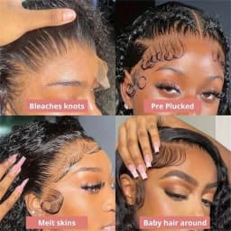 Hidden Drawstring HD 360 Full Lace Curly Wigs Human Hair Preplucked Peruvian Deep Wave 13x4 13x6 Lace Frontal Human Hair Wig