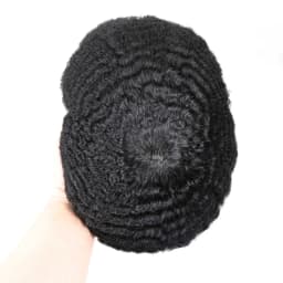 Afro Toupee for Men Thin Skin Human Hair Replacement System Mens Hair Prosthesis African American Full PU Man Hairpiece #1