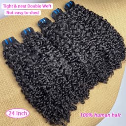 18A Burmese Curly Human Hair Bundles Double Weft #1B 100% Unprocessed Raw Virgin Hair Weave Extensions Can Bleach to #613 Color