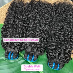 18A Burmese Curly Human Hair Bundles Double Weft #1B 100% Unprocessed Raw Virgin Hair Weave Extensions Can Bleach to #613 Color