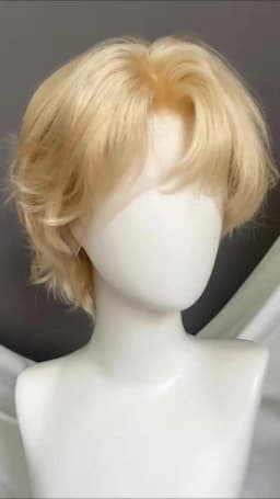 Hesperis #613 Blonde Color Boy Wig Human Hair Brazilian Remy Natural Wavy 13x4 Lace Front Short Cut Wig with Bangs for Men